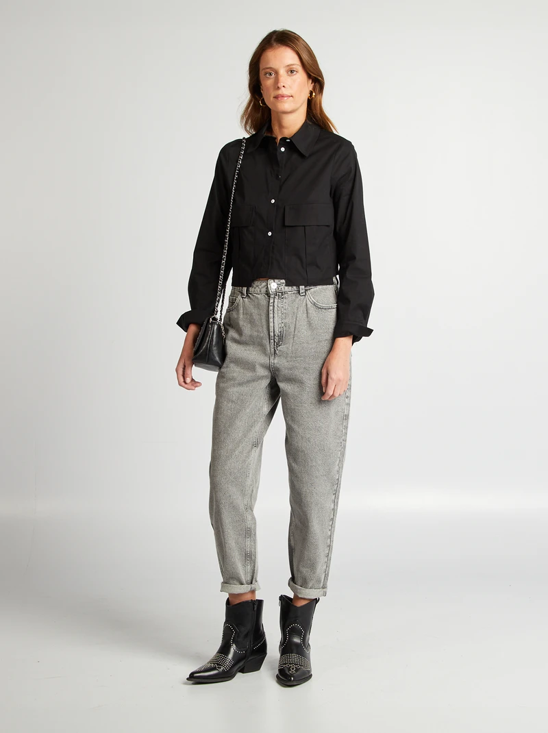 cropped blouse-black